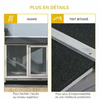 Clapier pour lapins & rongeurs en bois de sapin