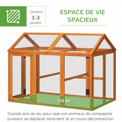Poulailler 140 x 88,5 x 106 en bois de sapin
