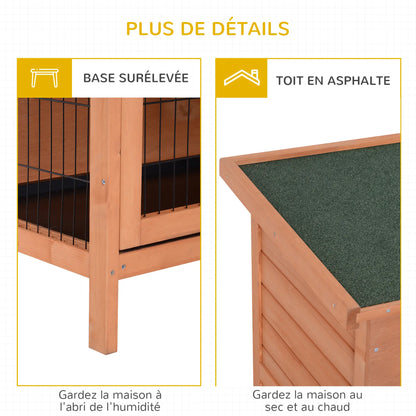 Clapier pour lapins & rongeurs en bois de pin