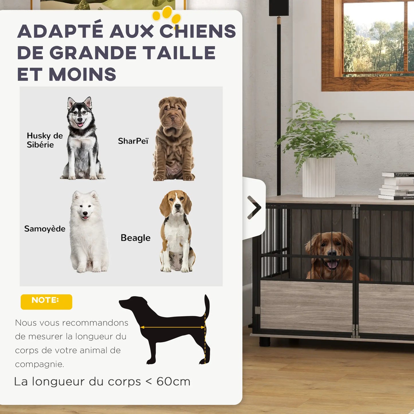 Cage pour chien en acier