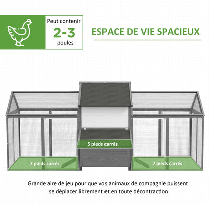 Poulailler en bois avec 2 enclos modulables