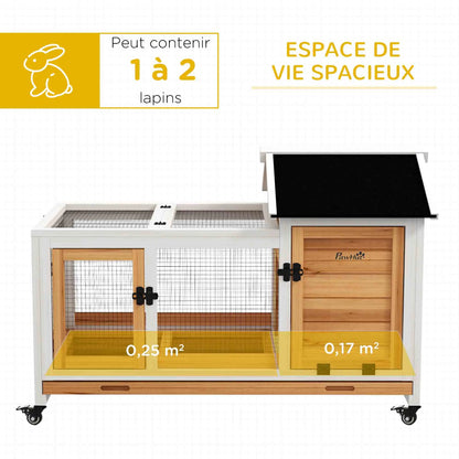 Clapier pour lapins & rongeurs sur roulettes