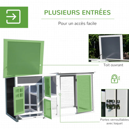 Poulailler multi-équipements en bois de pin