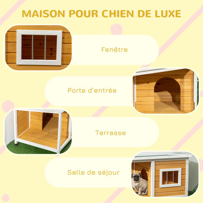 Niche pour chien extérieure en bois de sapin