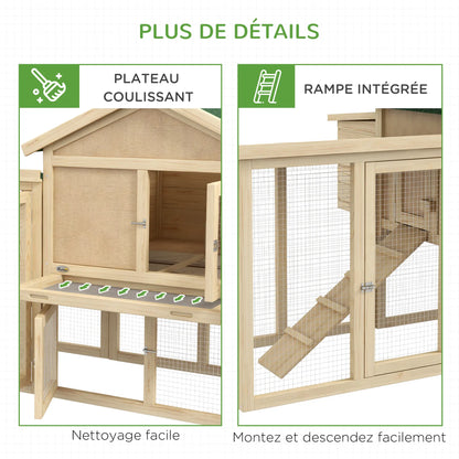 Poulailler / Clapier multi-équipement en bois de sapin